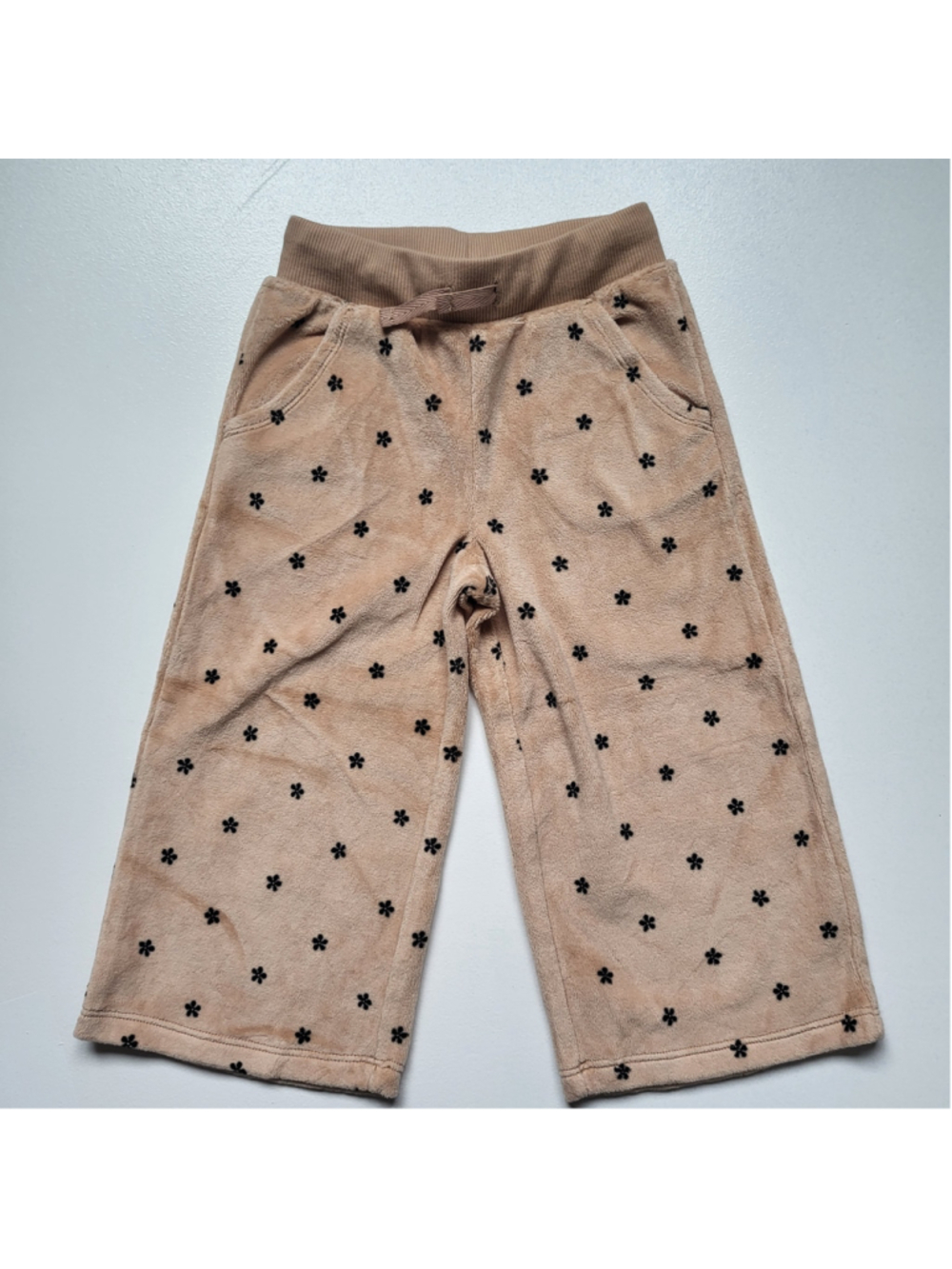 Toddler Girl's Cat & Jack Floral Wide Leg Pants – Tan & Black – Size 2T – NWOT
